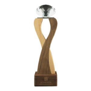 WOODEN CRYSTAL TROPHY