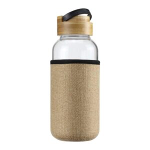 GLASS BOTTLES WITH BAMBOO LID AND ECO SLEEVE
