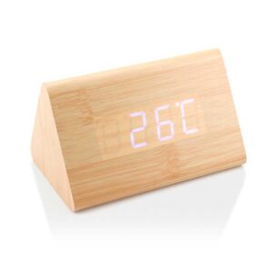 TRIANGULAR WOODEN DESK CLOCK