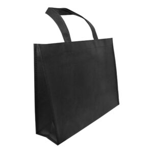 A4 HORIZONTAL BLACK NON WOVEN SHOPPING BAGS