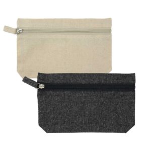 COTTON POUCH WITH FRONT ZIPPER